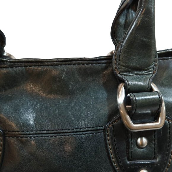 FOSSIL Dark Forest Green Leather Medium Divided Satchel Handbag Shoulder Bad - Picture 10 of 15